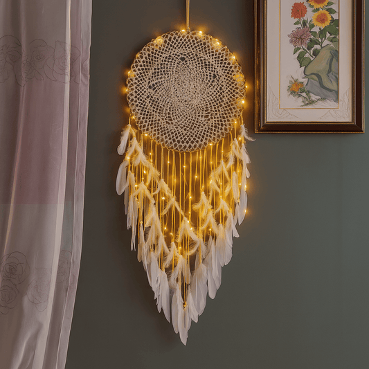 LunaGlow Celestial Blossom Drape Dream Fall Charm Macrame Wall Hanging