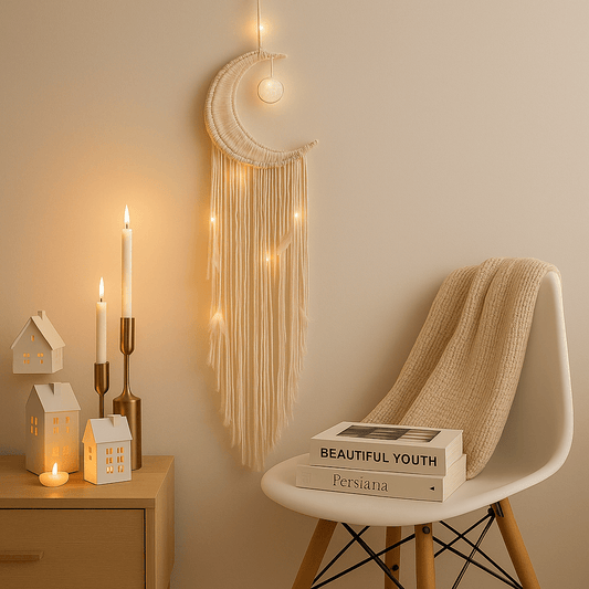 LunaGlow Dream fall Moon Macrame Wall Hanging