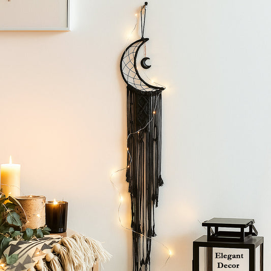 LunaGlow Black Moon Dream fall Macrame Wall Hanging