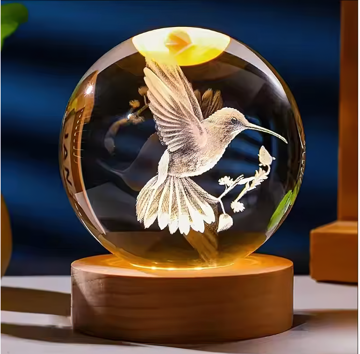 Nature Humming bird Cosmic Crystal Sphere Lamps